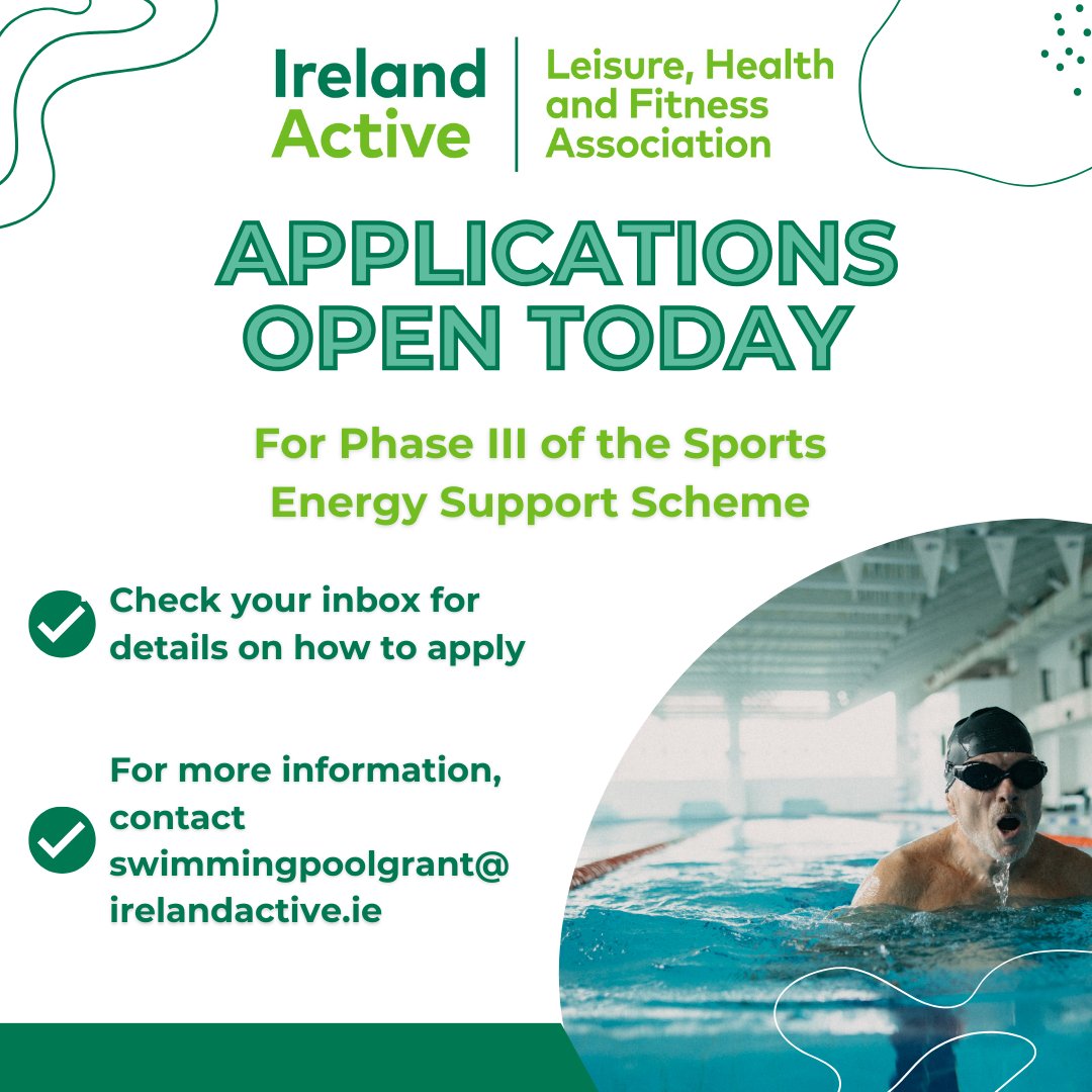 We are pleased to announce that applications have opened for funding available for swimming pools as part of the Sports Energy Support Scheme. Full details have been emailed to facilities. Please visit our website for information on the application process!