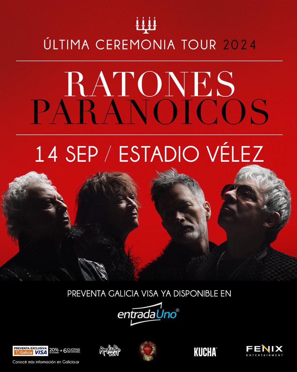 🚨 PRE VENTA <a href="/BancoGalicia/">Galicia</a> YA DISPONIBLE!

🎟️ bit.ly/RatonesEnVelez

<a href="/solojuanse/">Juanse</a> <a href="/fmrockandpop/">Rock & Pop</a> <a href="/kucha/">KUCHA</a> <a href="/fenix_latam/">FENIX ENTERTAINMENT</a> <a href="/F_Szereszevsky/">Fernando Szeresevsky</a>