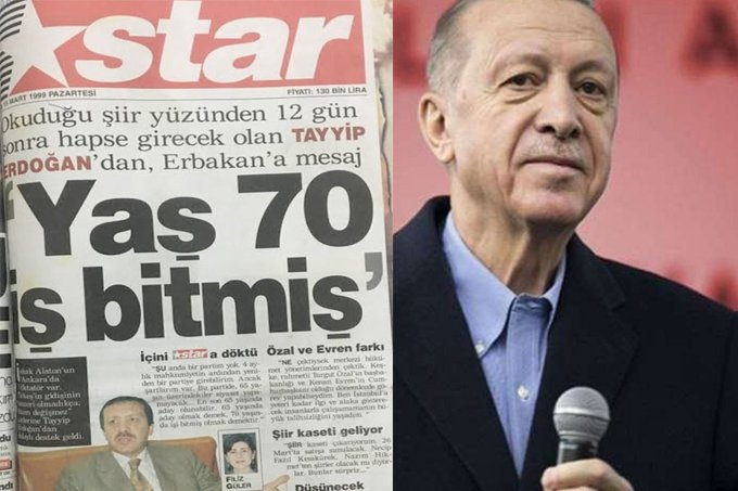 Recep Tayyip Erdoğan:

''65 yaşında aday olmak demek, 70 yaşında işi bitmiş olmak demektir.''

(15 Mart 1999)