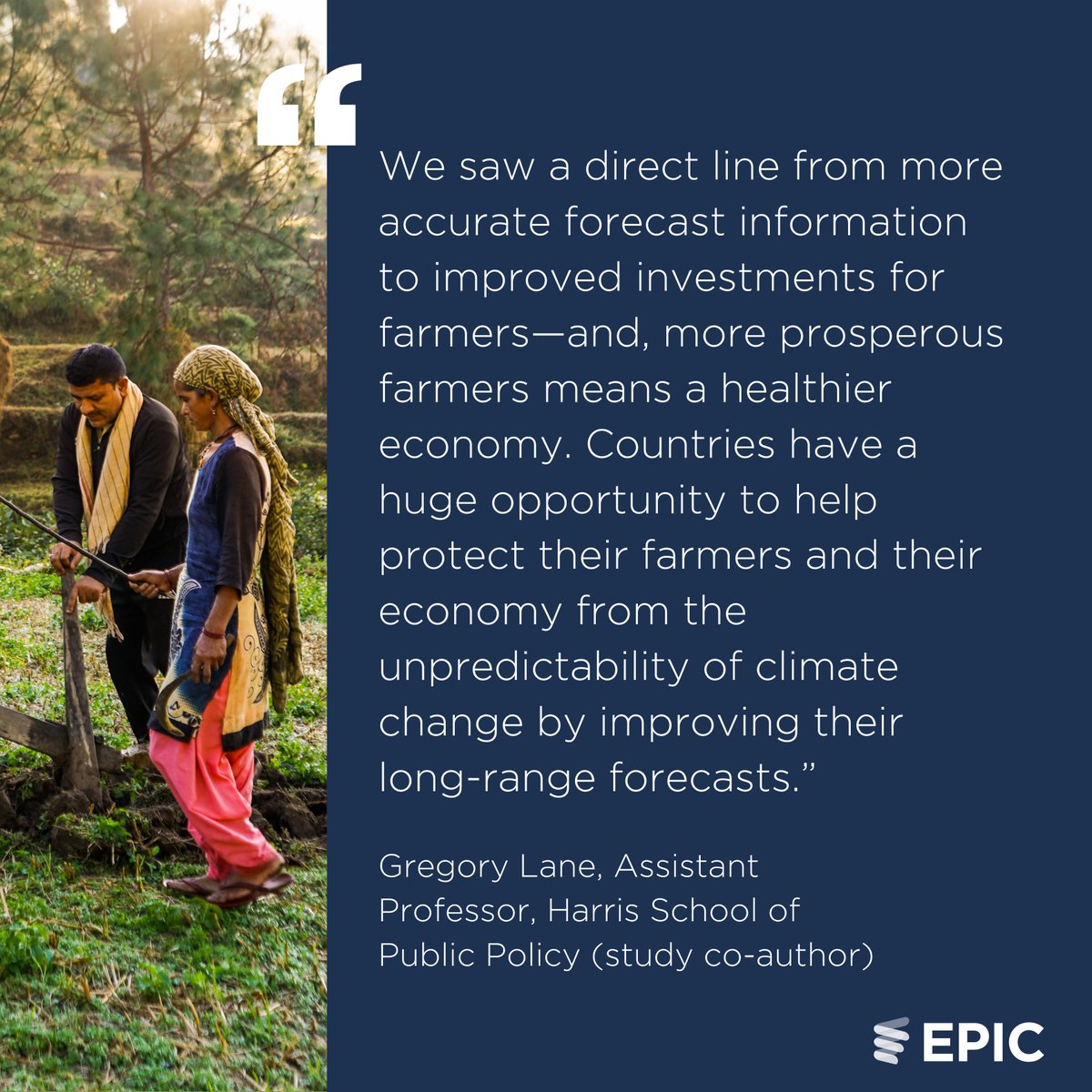 #COP28 identified improved weather forecasts as a key tool to address climate change impacts on food security & ag. New EPIC research put this concept to the test and found accurate weather forecasts can help farmers decide how much to plant or whether to plant at all.🧵 1/5