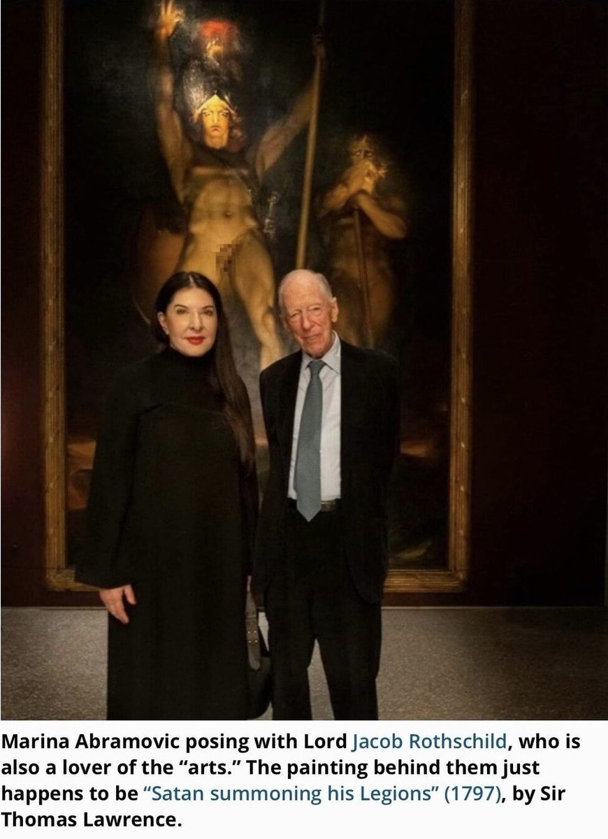 👹👿🔥

> He will now be seeing this in person.

Pedo Satanic Circle

  Jacob Rothschild [ Died ] with @ArtistisPresent Marina Abramovic in front of the painting 'Satan summoning his legions.
 #Oppedo #Epstein