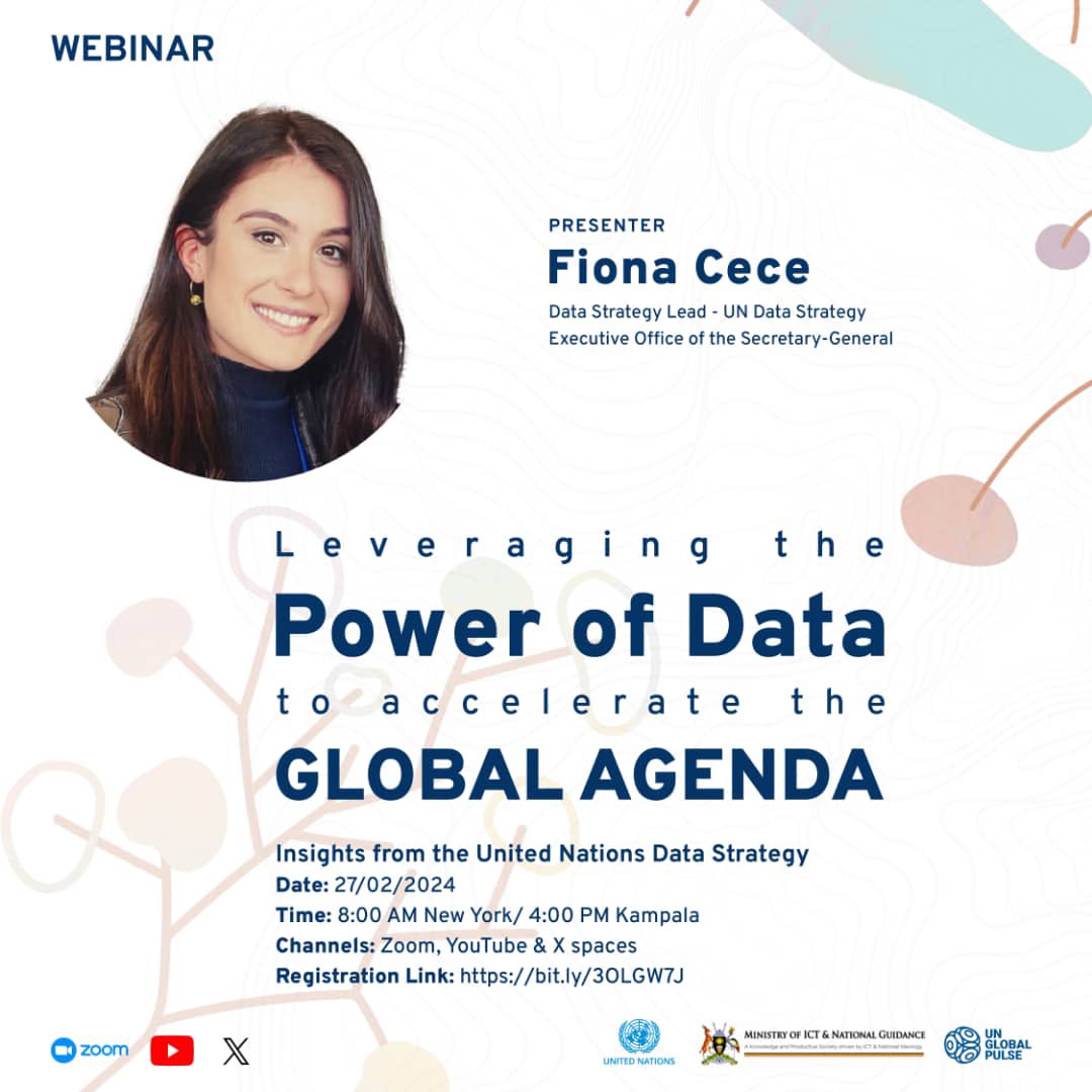 We are previleged to have Fiona Cece, Data Strategy Programme and Community Lead at the @UN Executive Office of the Secretary-General, who will be sharing insights from the UN Data Strategy. Secure your spot now: bit.ly/3OLGW7J #UGDataStrategy