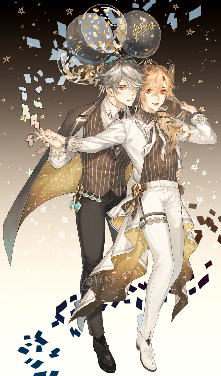 空(原神) ,アルハイゼン ,カーヴェ(原神) 「Forgot to post this.Originally this was 」|Tory_Holy Lemon Tea🍋🌱🏛のイラスト