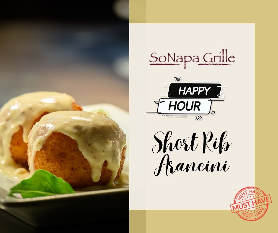 Monday Blues? We've got just the thing for you! HAPPY HOUR! Great menu items like these delicious Short Rib Arancini $7 until 6pm. #happyhour #sonapagrille #tastetoasttogether #besthappyhourintown #904happyhour #386happyhour #nsb #ormondbeach #jaxbeach