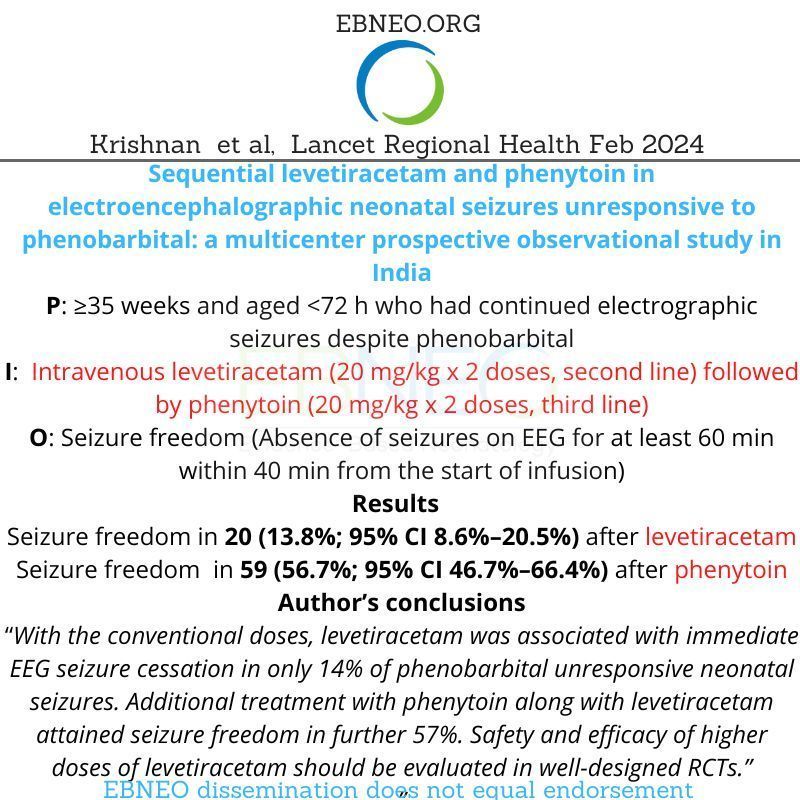 What is the efficacy of second line anticonvulsants in neonates with seizures despite Phenobarbital? A New Study published @TheLancet Regional Health by @ronitpressler & @SudhinThayyil group #neoEBM #EBNEOAlerts buff.ly/48uKNgz