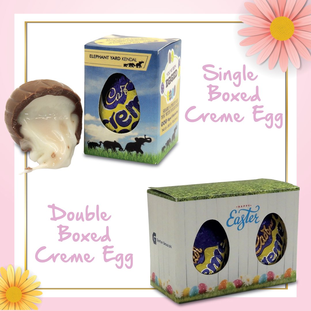 🐰🍫 Make this Easter egg-stra special with our personalised Cadbury Creme Egg boxes! Indulge in the creamy goodness of Cadbury Creme Eggs, now in a box designed with your name or a special message. Order now and hop into Easter! 🐣💖 #CadburyCremeEggs #Personalised #promotional