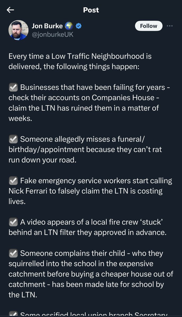 Cllr Rezina liking this BS post from Jon Burke. Many residents are suffering due to this LTN but she remains silent and likes posts like this. Have you no shame or common sense? There is already growing anger among residents #LTN #Streatham #Lambeth