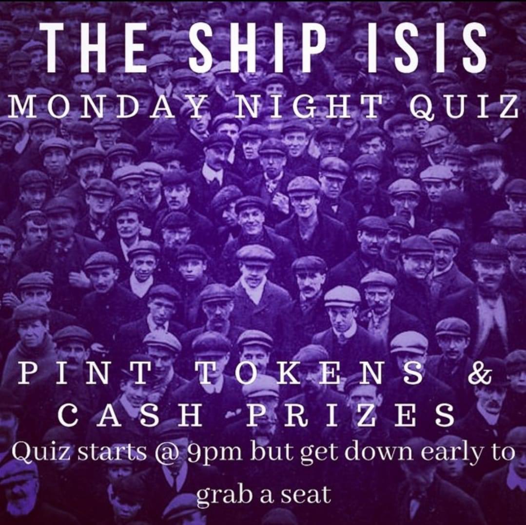 Monday once again boffins  time to put that knowledge to the test and best Brian's knacky Quiz 

Quiz starts at 8pm 
Pizza at half time
Cash and pints to be won