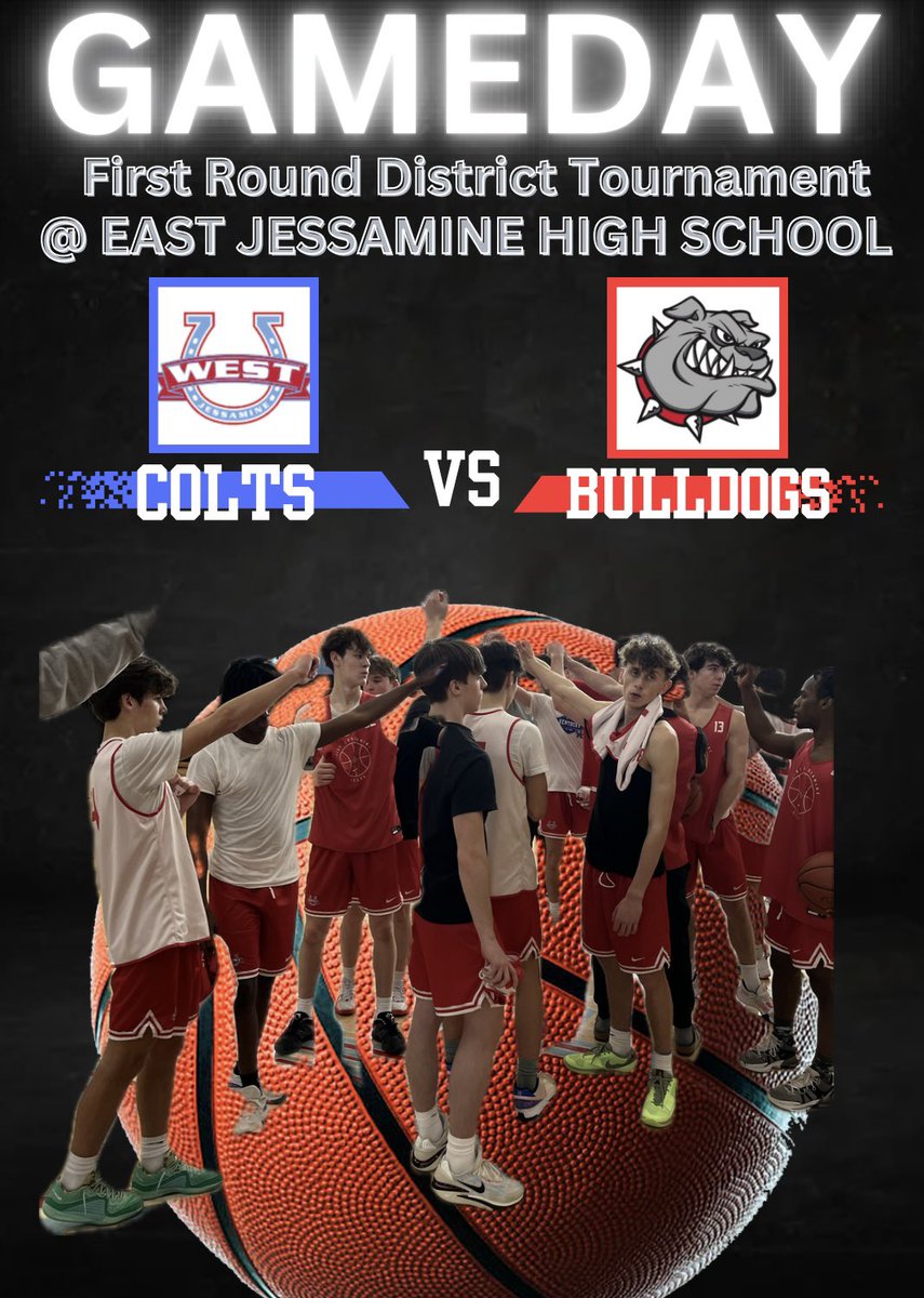 🏀 GAMEDAY
⚠️ 46th District Tournament
🗓️ Monday Feb 26th
🆚 Burgin 
📍 East Jessamine High School  
🕰️ 7:00 PM

#GOCOLTS