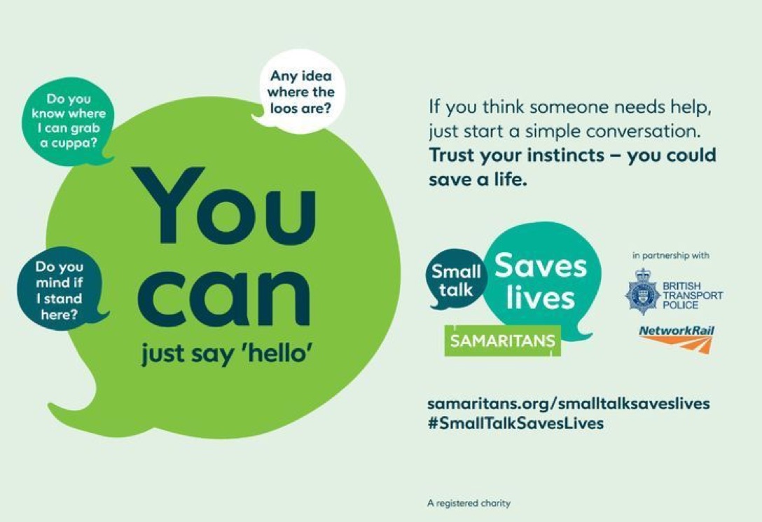 Here are a few ideas to start a conversation as small talk can save lives.