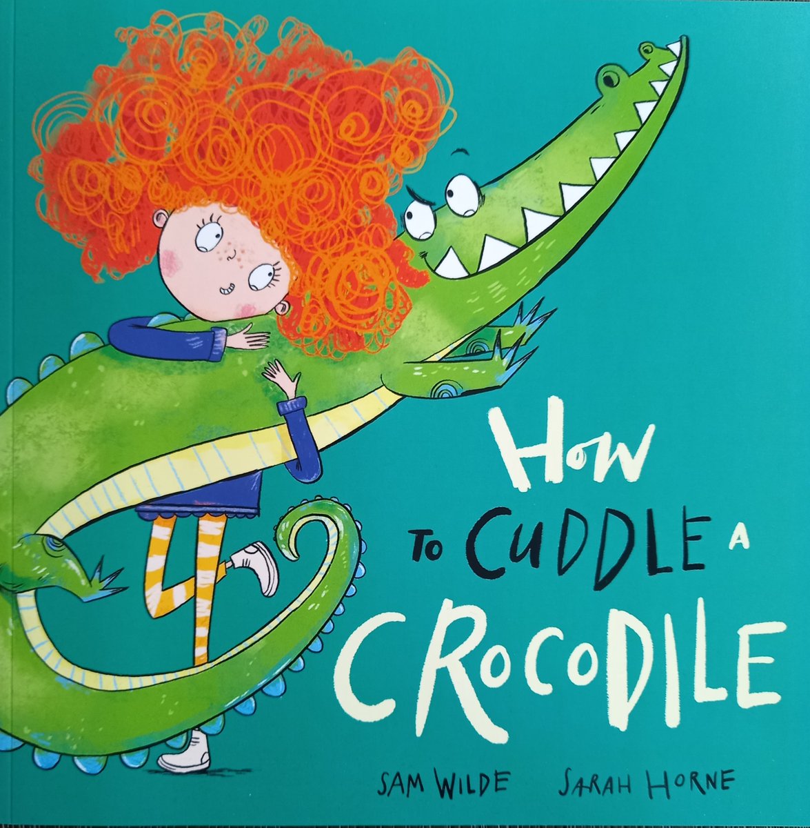 SeasideReader's tweet photo. How do you cuddle a crocodile? Carefully. In fact it turns out crocs are fun but quite a lot of responsibility. Maybe this one would be better off with its own family. #SamWilde and @sarahhorne9 have created a very funny story with bright and busy illustrations @OxfordChildrens https://t.co/CCWFYOGwU6