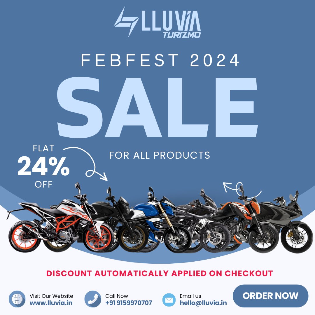 LLUVIATURIZMO's tweet photo. FEBFEST 2024 SALE: FLAT 24% OFF ON ALL PRODUCTS, ENDING TODAY.
ORDER IT NOW AT https://t.co/mtOzA44CYk
DISCOUNT AUTOMATICALLY APPLIED ON CHECKOUT.
#lluviaindustries #lluvia #lluviaturizmo #FebFest #Febfest2024 #BIKER #Travel #motorcycles #offer #Offers #Discounts #Riders https://t.co/l7cBJz5gLA