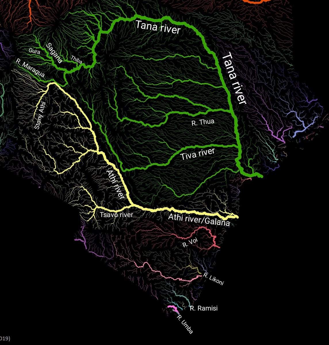 kenyangeography's tweet photo. Tana river is Kenya's primary river, supporting the country's agriculture, energy production, tourism and much more.

In this thread, we'll highlight the upstream hydrology of Tana river's tributaries and effects of hydrology on infrastructure, demographics and urbanisation. https://t.co/BaHlvbFNmf