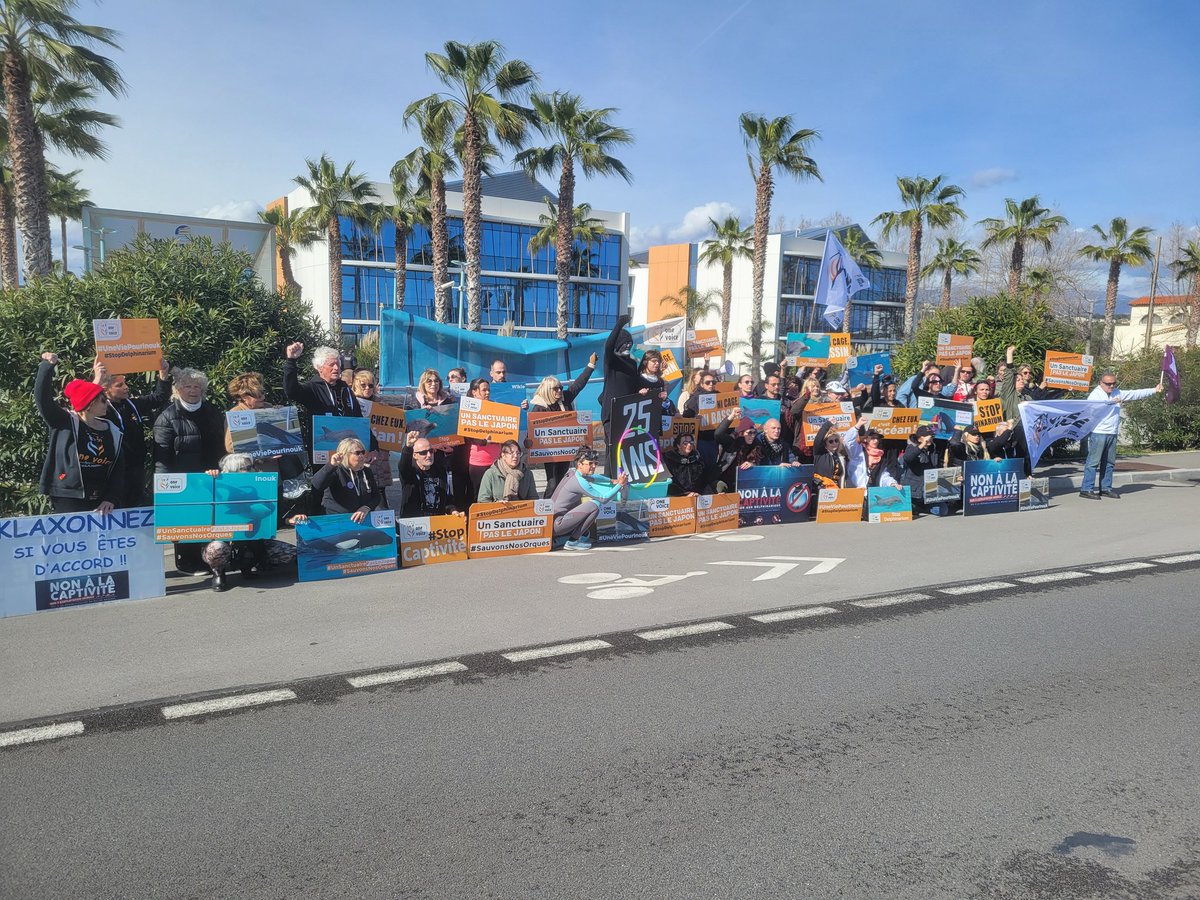 ✊️ Ensemble pour la liberté devant  #Marineland 
#StopDelphinarium