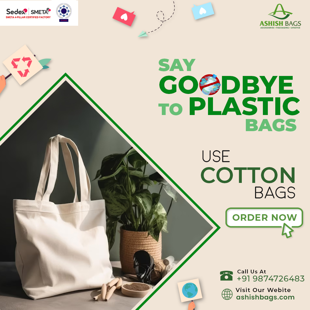 Make a positive impact with every purchase! Our stylish cotton bags are the perfect alternative to single-use plastics.

#EcoFriendlyFashion #CottonBags #ShopSustainable #ReusableBags #Ashishbags