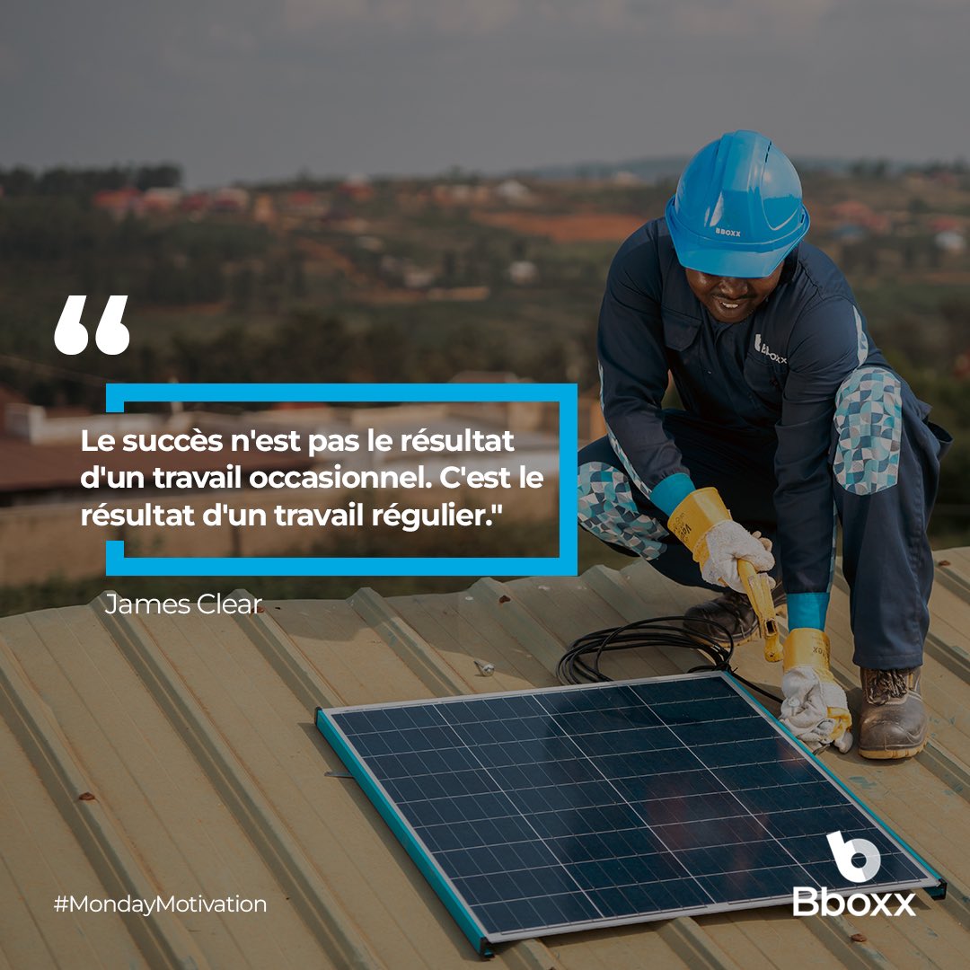 Le succès ne se résume pas à une seule journée, mais c'est chaque petit pas accompli chaque jour qui nous y mène. 

Bonne semaine !

#MondayMotivation <a href="/BBOXX_RDC/">Bboxx RDC</a>