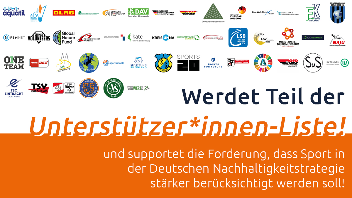 Schon 50 Organisationen aus #Sport & #Nachhaltigkeit unterstützen die Forderung, dass Sport stärker in der Dt. #Nachhaltigkeitsstrategie berücksichtigt werden soll! 💪 Jetzt auch Unterstützer*in werden - einfach per Mail. Alle Infos: lag21.de/themen/unterst… #nachhaltigerSport