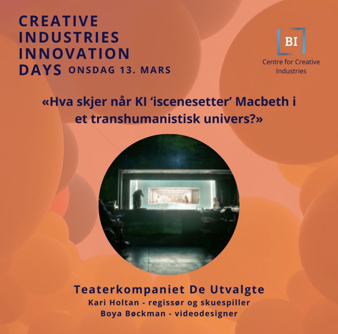 For teaterkompaniet De Utvalgte var KI et viktig verktøy i produksjonen av forestillingen 'aka Macbeth'. 

Regissør og skuespiller Kari Holtan og videodesigner Boya Bøckman kommer på årets CIID-konferanse for å presentere hvordan de gikk frem i arbeidet! bi.no/om-bi/kalender…
