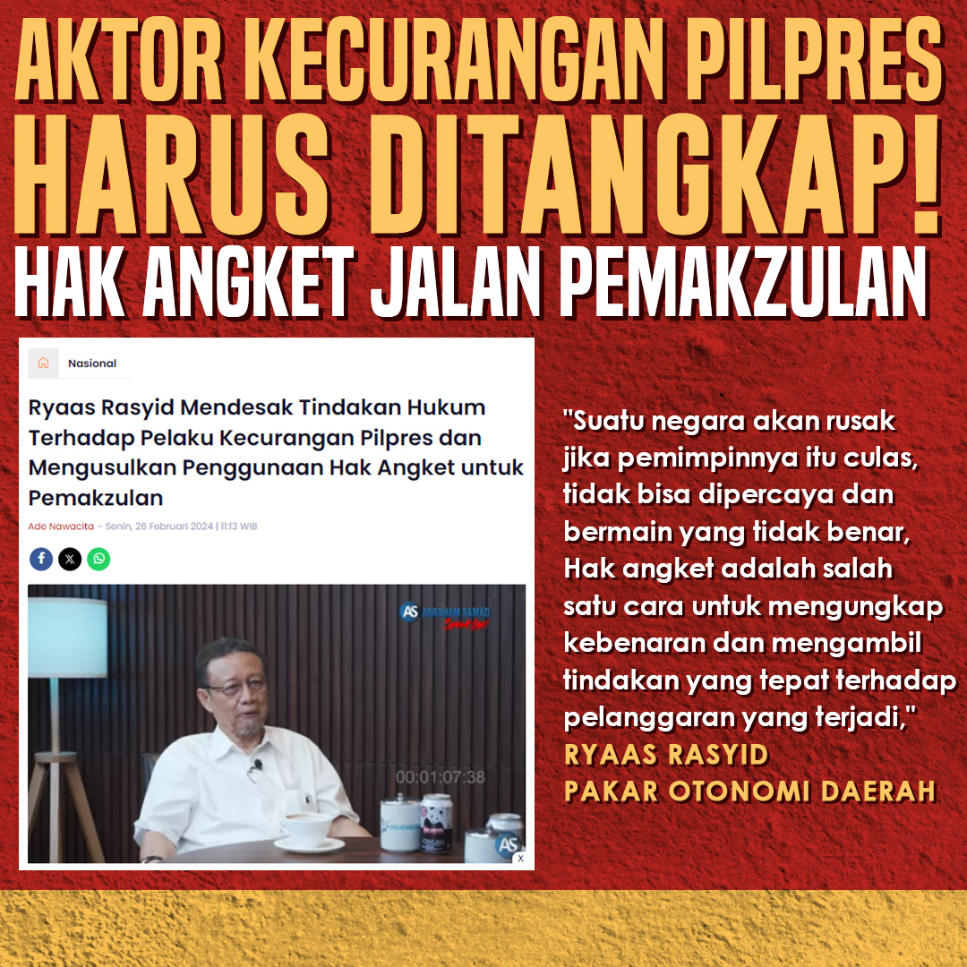 Sang Aktor Kecurangan di Pilpres 2024 Harus Ditangkap! Hak Angket Jalan Pemakzulan..!!

Pak Anies Islamophobia Cowo 1 Abah besok senin Breakout
