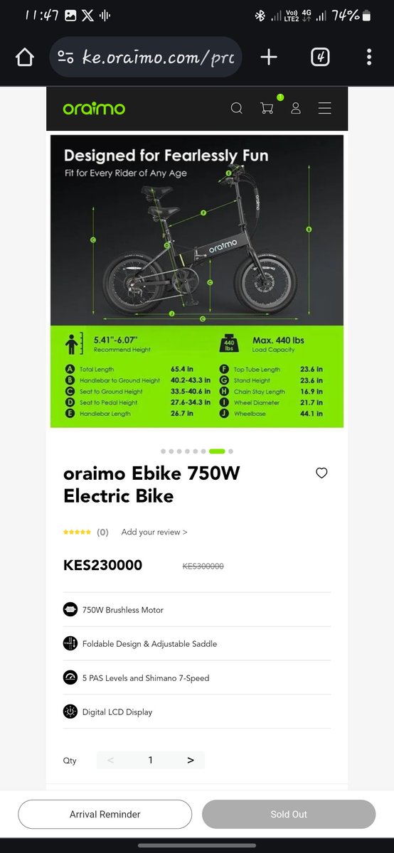 Make your life smarter with this superb oraimo electricbicycle. Order now on discount code *ZU2B7YN3QSLM* only on ke.oraimo.com 
Pay on delivery everywhere. 
Happy shopping 🩷
Benny Hinn
Daddy Owen 
Tanzania E-citizen