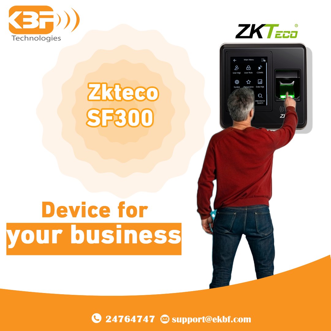 Unlock your attendance system with Zkteco SF300 device.
Where it accurately determines the dates of entry and exit of employees through the fingerprint with all accuracy
Get it now through our online store:

ekbf.com/store/
Call : 0096524764747
support@ekbf.com