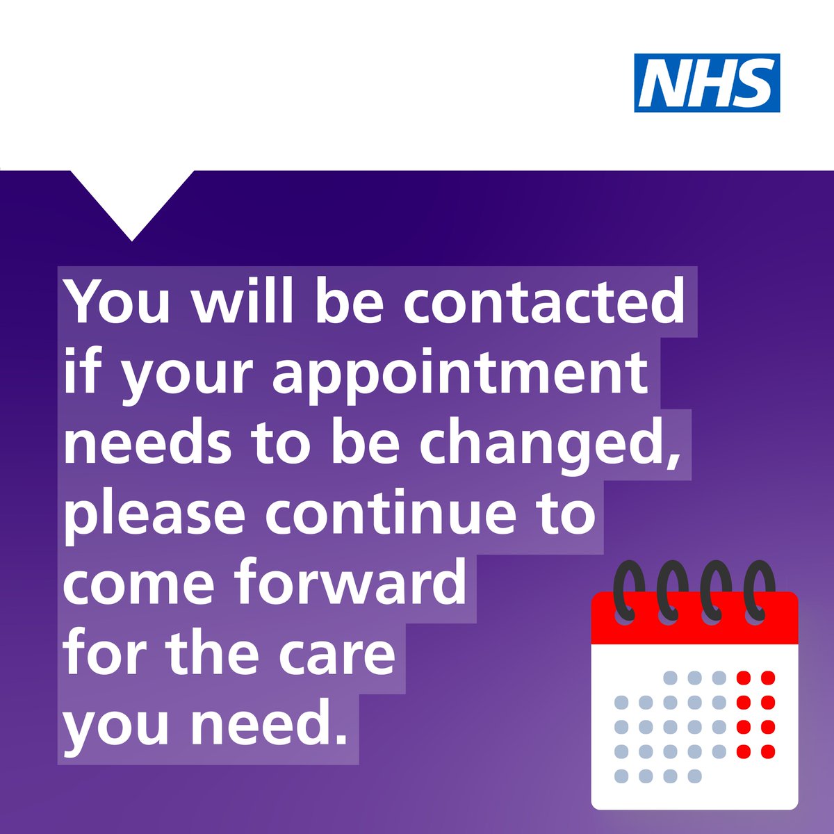 If we have not contacted you, please attend your appointment as planned. The NHS will contact you if your appointment needs to be rescheduled due to strike action. Follow this link for more information: cwicb.net/t/5ECH-XPHZ-ZI…