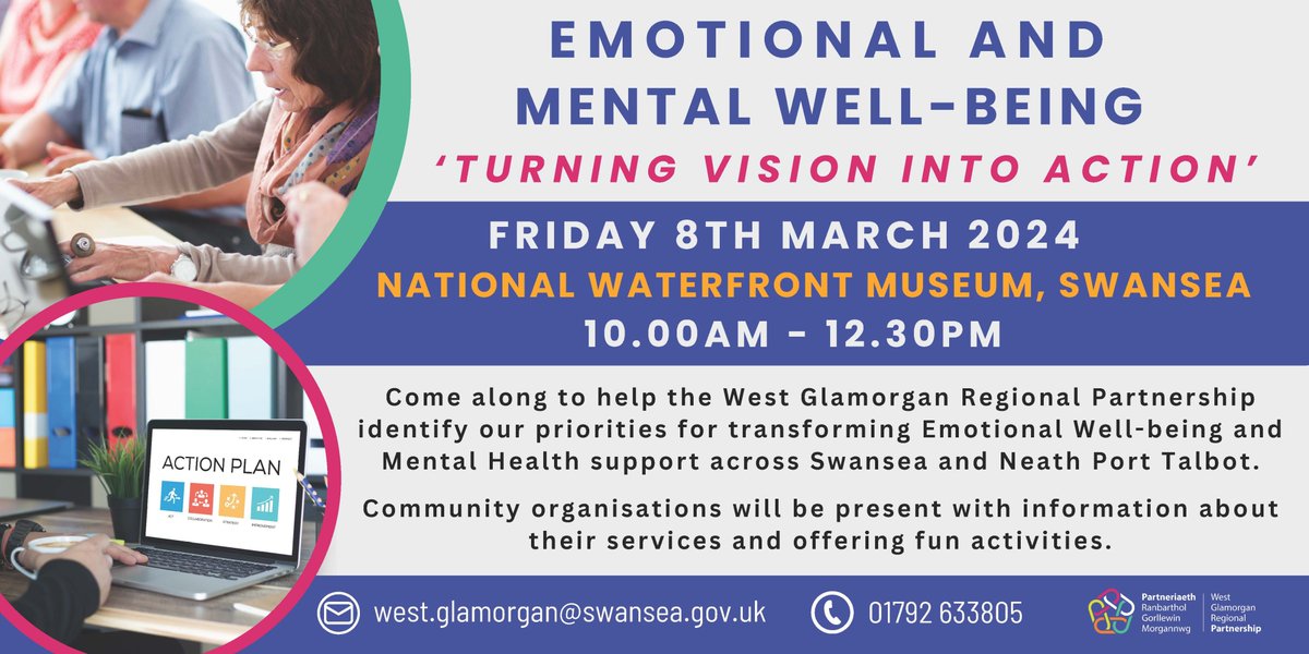 ❤️What should our Emotional and Mental #Wellbeing support Strategy priorities be? Come along to have your say! 💬Friday 8th March 10-12:30pm @The_Waterfront #Swansea with @WGlamPship
