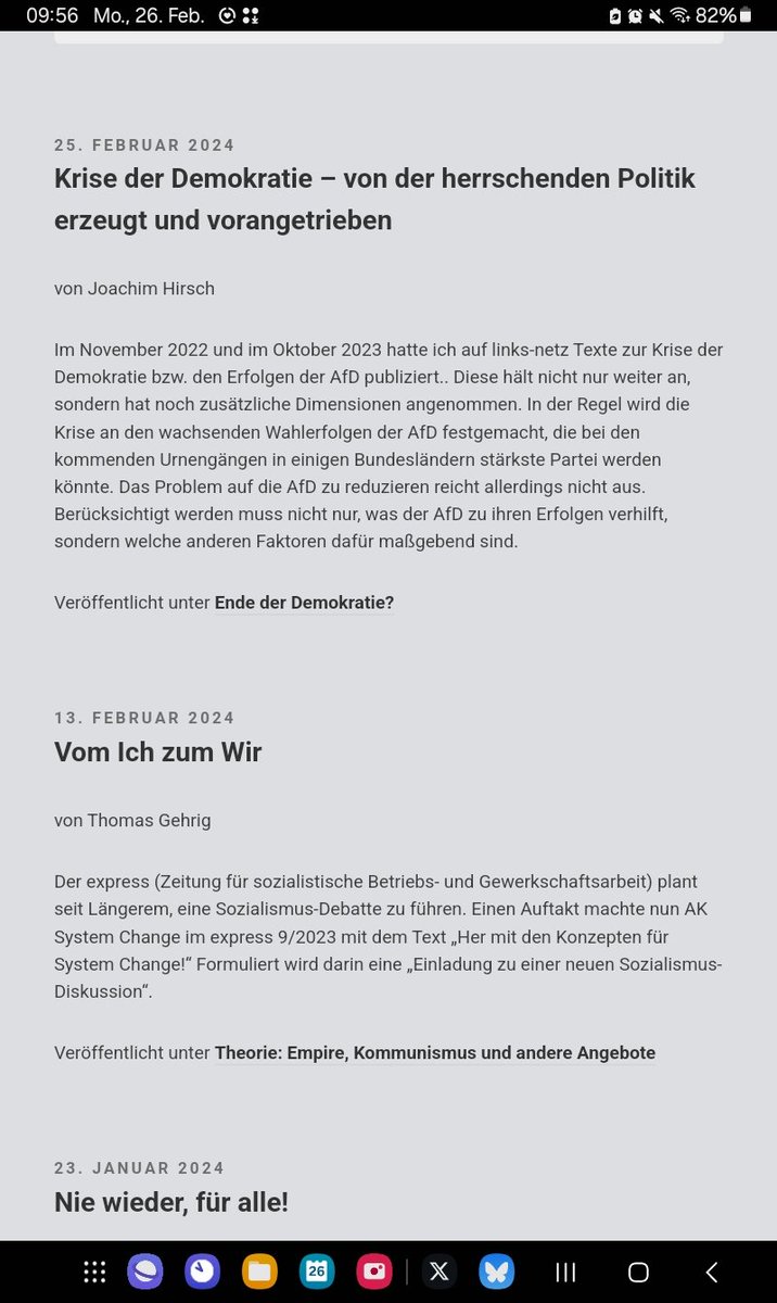 Neuer Artikel von J Hirsch zur #Krise dr #Demokratie "Das Problem auf die AfD zu reduzieren reicht allerdings nicht aus. Berücksichtigt werden muss nicht nur, was der #AfD zu ihren Erfolgen verhilft, sondern welche anderen Faktoren dafür maßgebend sind"
wp.links-netz.de/?p=672