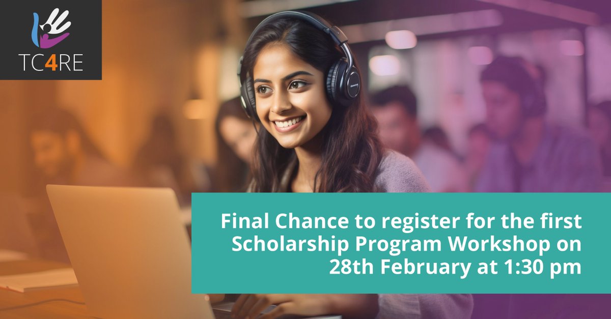 It's your final chance to register for our first TC4RE Scholarship Program Workshop.

Don't let a student you know miss this opportuntiy: events.teams.microsoft.com/event/0f71476e…

#Internships #PlacementYear