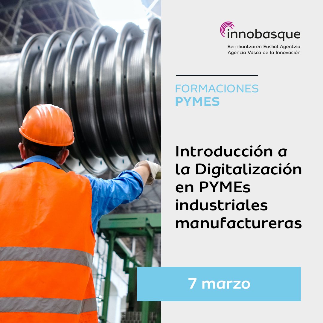 El 07/03 te espera un nuevo curso de #FormaciónenInnovación dirigido en exclusiva a Pymes industriales manufactureras con más de 10 empleados
🔵Introducción a la Digitalización en PYMEs industriales manufactureras
⏱️Inscríbete ¡Últimas plazas disponibles!💻bit.ly/49NOkrr