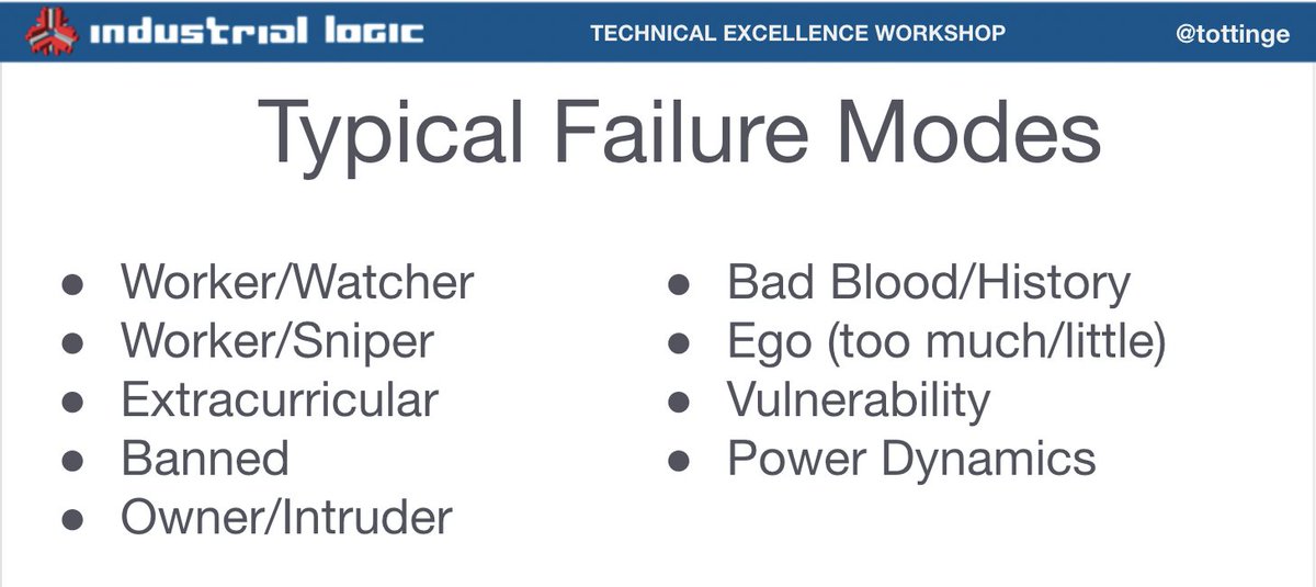 tottinge's tweet photo. "Pair / group programming didn't work for us" -- was it one of these reasons? https://t.co/yziWDXE6YQ