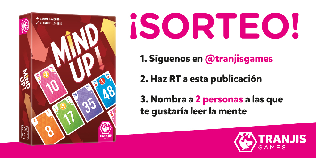 ¡El día 29 ocurrirá algo único!

Lanzamos Mind Up!, un filler que no querrás sacar de tu mesa de juego ¡y alguien se lo va a llevar por la cara! (bueno, por los RTs más bien)

1 - Síguenos - <a href="/Tranjisgames/">Tranjis Games</a> 

2 - Haz RT de esta publicación

2 - Nombra a 2 personas a quienes