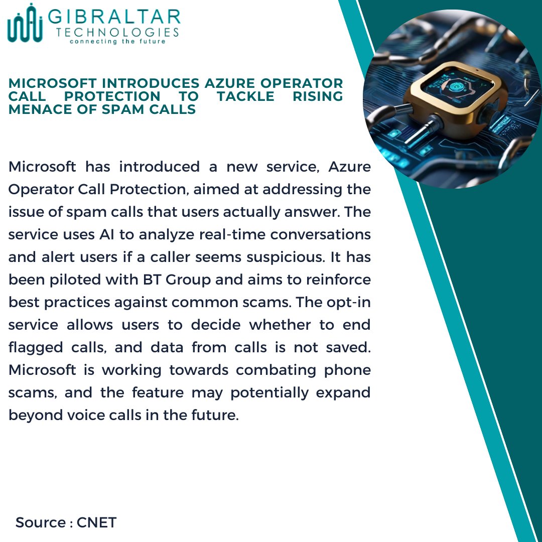 #Microsoft #Azure #CallProtection #SpamCalls #AI #Technology #BTGroup #FraudDetection #PhoneScams #RealTimeAnalysis #Security #Innovation #Telecom #Alerts #VoiceCalls