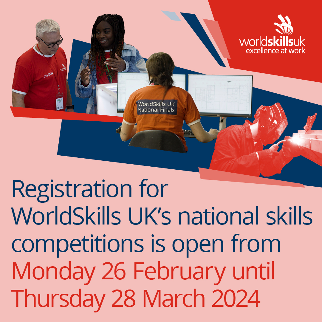 🎉Registration for our National Competitions is OPEN! 

Designed by experts, our comps develop skills for young people. If you're an employers, college or training providers, empower diverse talent by registering TODAY! #WSUKComps24 #Skills #WorldSkillsUK

bit.ly/3ULB1Uc