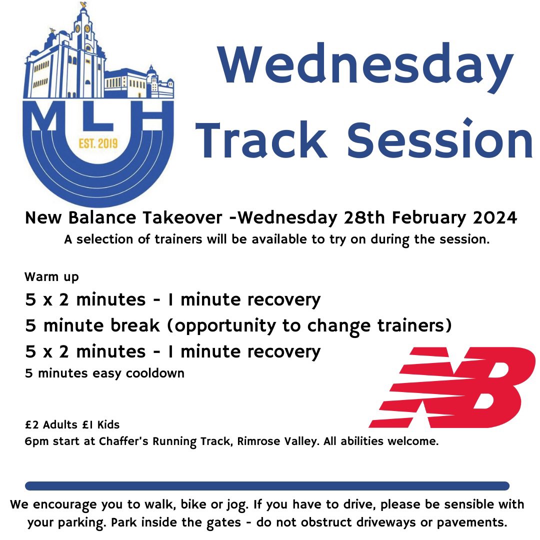 MLHRunning's tweet image. New Balance are hosting this Wednesday’s session. 

They’ll be bringing a selection of trainers to try on during the session. We’ll have a break mid session to allow as many people as possible to try a pair.