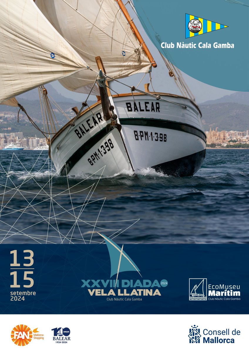 📯⛵️📝Hem obert el periode d'inscripció de la 28ena DIADA DE VELA LLATINA DE CALA GAMBA!!!
Més info a: cncg.info/diada/
#velallatina #latinsail #velalatina #100anyslaBalear