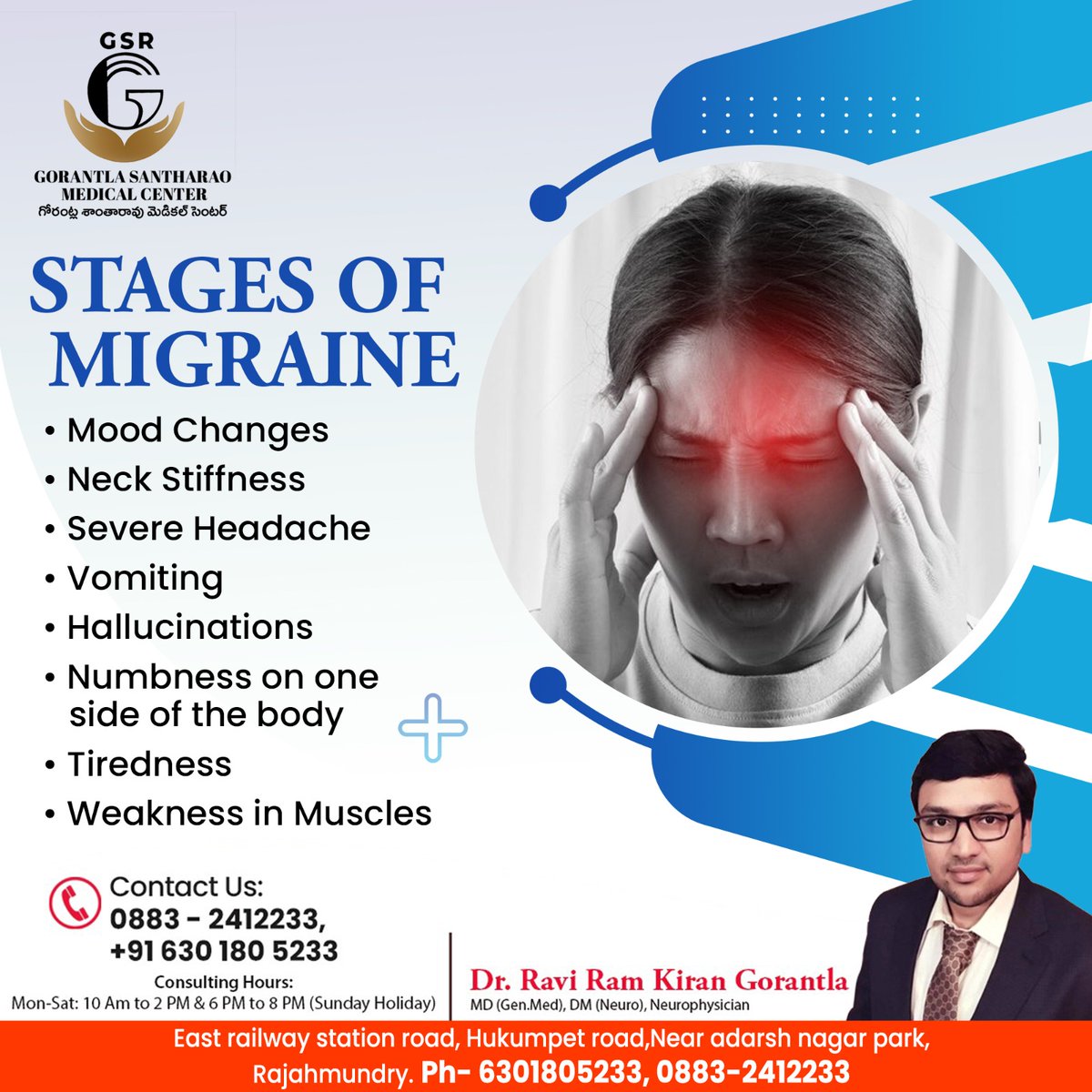 GSRneuro's tweet photo. Experiencing the stages of a migraine can be challenging, but understanding the signs is crucial for effective management. From mood changes to severe headaches and beyond, recognizing the symptoms is the first step towards relief.
#GSRHealthcare #MigraineJourney #Neurological https://t.co/NtSXq1g90c