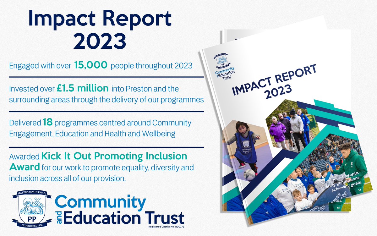 📖 We are delighted to present our annual 𝗜𝗺𝗽𝗮𝗰𝘁 𝗥𝗲𝗽𝗼𝗿𝘁 for 𝟮𝟬𝟮𝟯 🙌 ▫️ 18 programmes delivered ✅ ▫️ 15,000 people engaged with in Preston 🤝 ▫️ Over £1.5m invested, a record amount 📈 🔗 bit.ly/PNECETImpactRe… #NorthEndTogether #PNECET | #pnefc