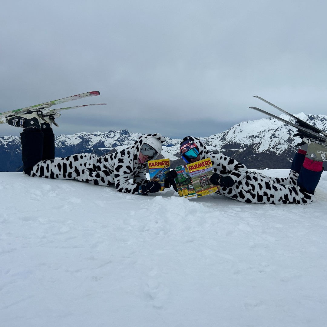 FarmersWeekly's tweet photo. PHOTO OF THE WEEK 

Thank you to our fabulous would-be skiers, complete with cow-print ski suits ⛷️🐄

READ MORE: https://t.co/1cRMXBUP5H https://t.co/aEHFZeNUUQ