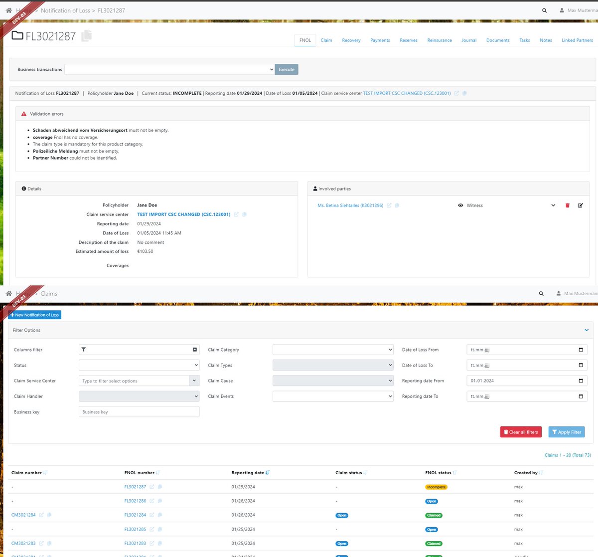 companytech11's tweet photo. #TiPRelease 1.46: Creating a flexible FNOL: From now on, you don’t need to specify the date of loss, policyholder, or policy number, etc. when creating the flexible FNOL. This allows you to create an FNOL even if the loss occurs before the coverage starts. 🚀🌟#coreinsurance #it https://t.co/hbk30dKr3p