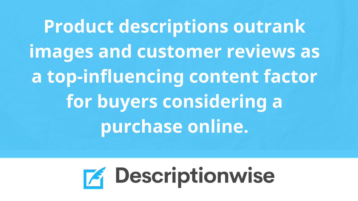 descriptionwise's tweet image. 76% of consumers prioritise product descriptions, with reviews (71%) and images (66%) following.

Poor product descriptions also hurt SEO. 

Visibility in search results drops. 

Traffic and engagement decrease.

 #seo #ecommerce #AI #productcontent