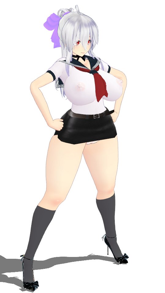 セーラーの襟をつけるだけでえっち度が増すのはなぜなんだろう… #MMD #むちむちなハクさんシリーズ 