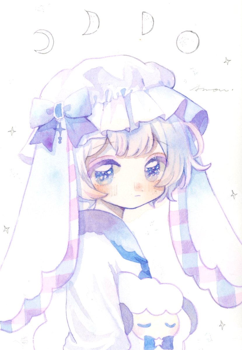 blush blue eyes sheep animal ears 1boy looking at viewer male focus  illustration images