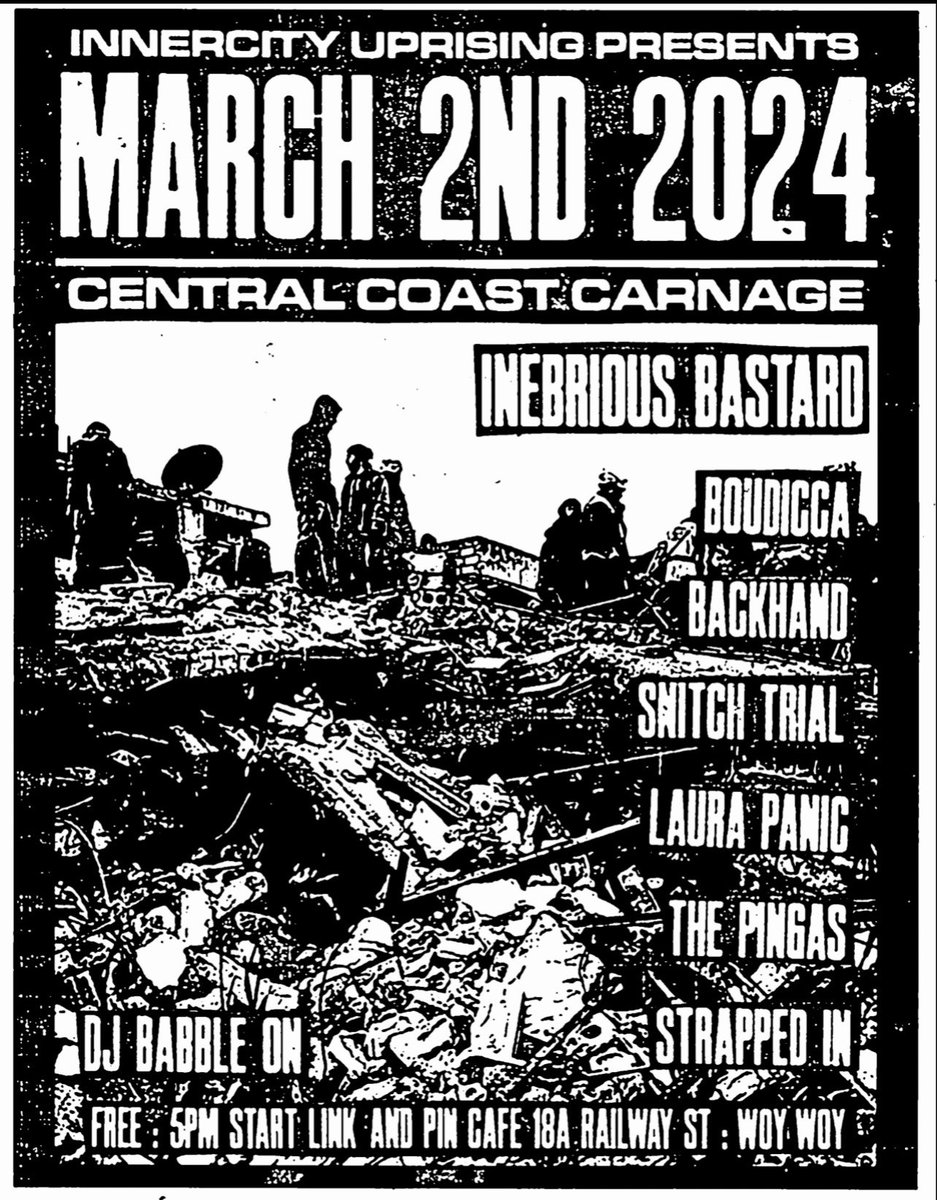 We’re throwing a little party on the Central Coast of NSW this weekend! @BACKHANDSYD @PinkNarcosis @laurapanic @tommywilsonx #punk #hardcorepunk #crustpunk #showgaze #noise