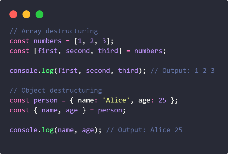 real_deejay_dev's tweet image. 🌟 JavaScript hack: Destructuring assignment allows you to extract values from arrays or objects with ease. It's a game-changer for simplifying your code! #javascript #codinghacks