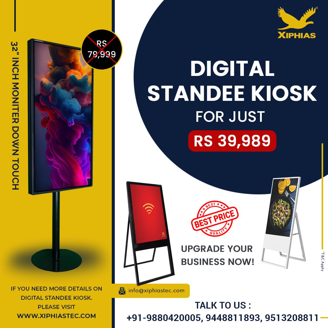 XIPHIAS0101's tweet image. Revolutionize your store with Xiphias Digital Standee Kiosk! Engage customers, showcase products, and boost sales in a sleek, interactive display. Elevate your retail game now!

#XIPHIAS #DigitalsignageKiosk #InformationDisplayKiosk #DigitalKiosk #DigitalStandeeKiosk