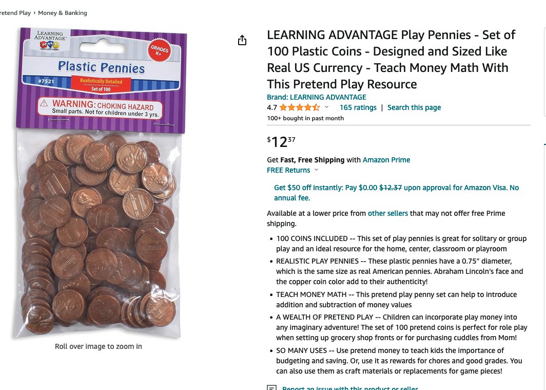 GhostofPacione's tweet image. It's $12.37 for a pack of 100 fake plastic pennies. 
That's 1200% more valuable than the real metal coins. 
Do you realize how far we have fallen?? #Bitcoin
