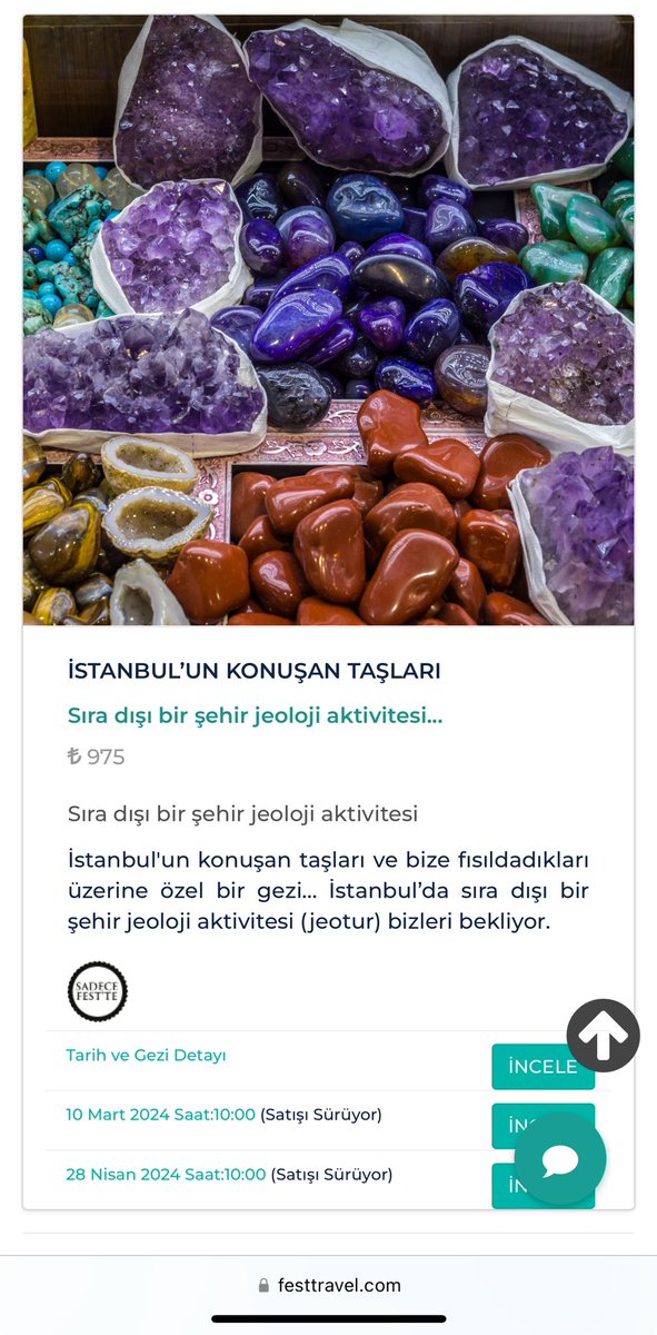 Değerli takipçiler; İstanbul’daki tarihi yapılarda kullanılan taşlara, Fest Travel organizasyonu ile geçtiğimiz yıl yaptığımız jeotur etkinliği bu yılda devam ediyor. İlgi duyanlar katılabilir. İlk rota; 10 Mart’ta Sultanahmet Bölgesi… festtravel.com/istanbulun-kon…