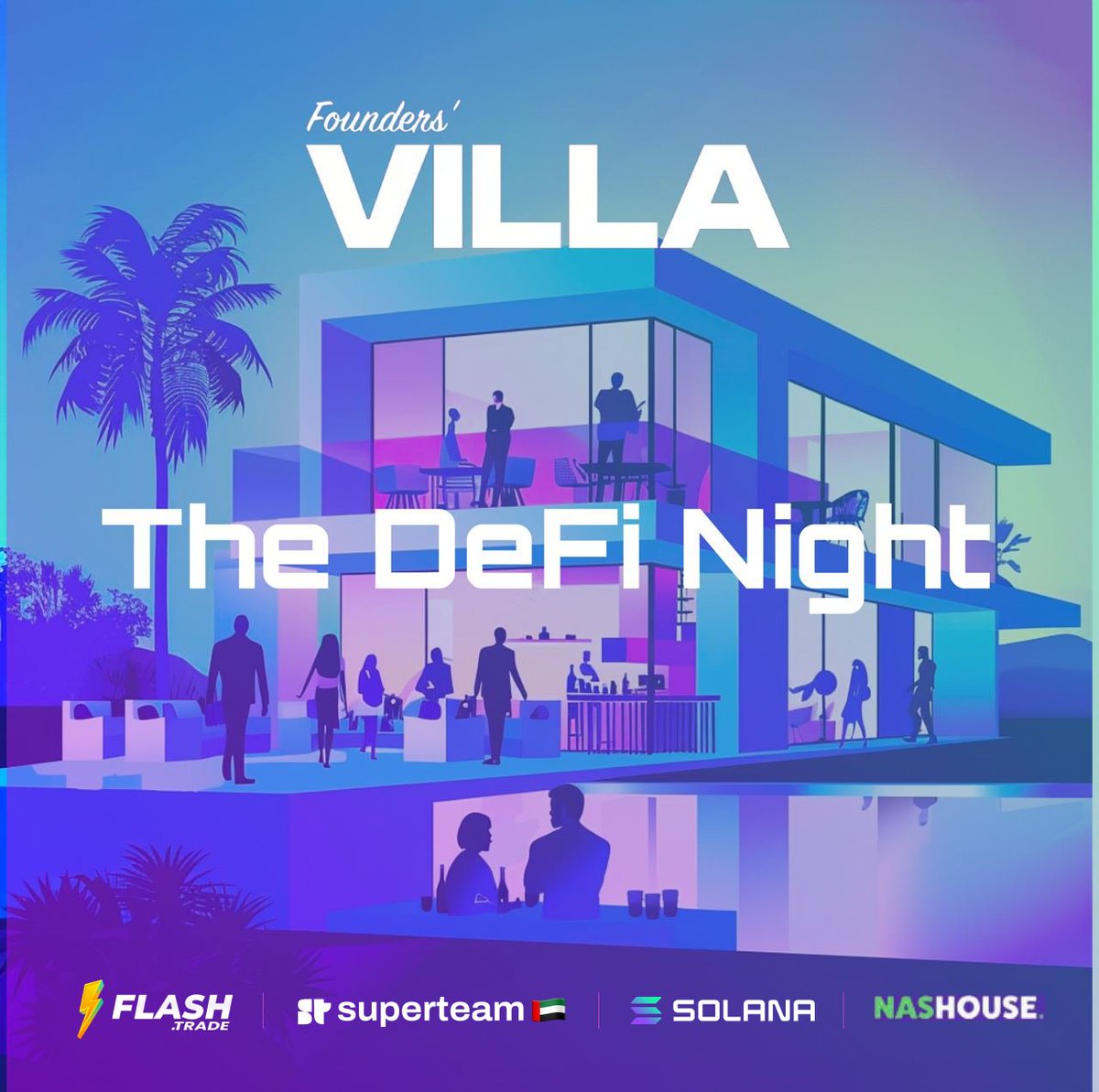 SuperteamAE's tweet image. Join us at the Founders' Villa this Thursday for another exciting edition of our weekly Community Mixer - The DeFi Night, co- sponsored by @FlashTrade_ ⚡️

Whether you're a seasoned DeFi degen or just getting started, join us for an evening of networking, insights and exploring…