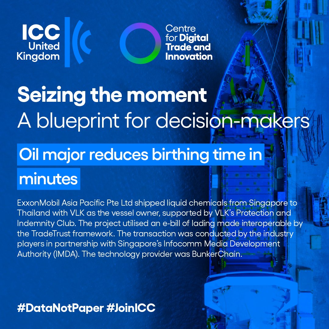 iccwboUK's tweet photo. Our landmark report, ‘Seizing the moment: Unleashing the potential of trade digitalisation’ outlines a version of paperless trade that extends beyond trade facilitation.
Come to our Digital Trade Conference: https://t.co/IN9sQwKUiY.
#SayNoToPaper #DigitalTrade #JoinICC https://t.co/wqXbsEFC9o